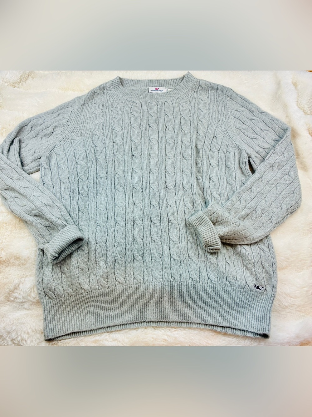 Vineyard Vines Light Gray Cable Crew Sweater